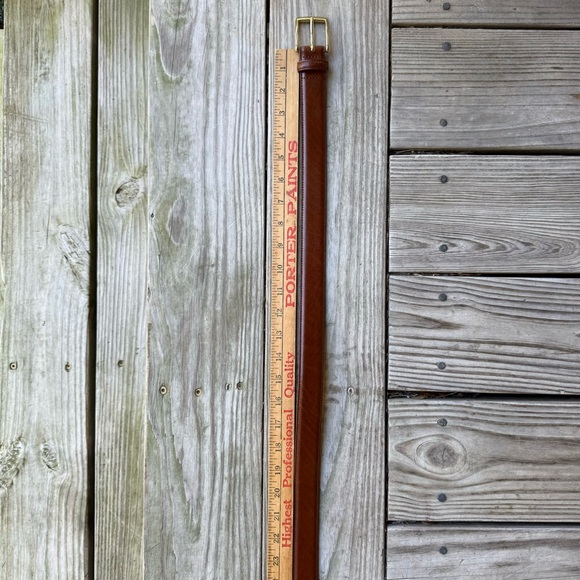 Jos A Bank Leather Belt Brown Marble Dress Business Suit 38 Brass Tone Buckle - Picture 12 of 16